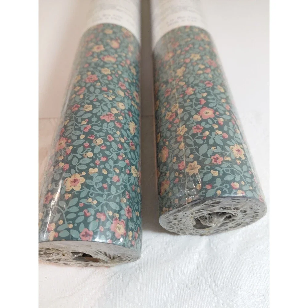 2 Rolls YORK Wallpaper CT5590 R-16 Floral Botanical Teal Pink Yellow Pre-Pasted